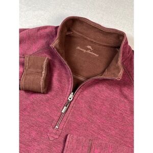 Tommy Bahama Flipview Reversible Half Zip Cotton/Tencel Sweater Pinot Noir Hthr